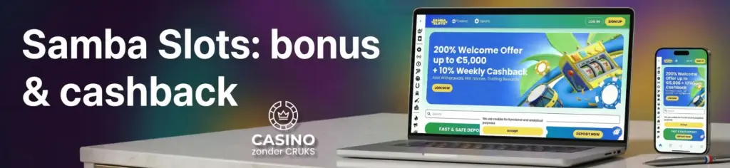 Samba Slots onderscheidt zich door de kleurrijke vormgeving en brede slotcollectie